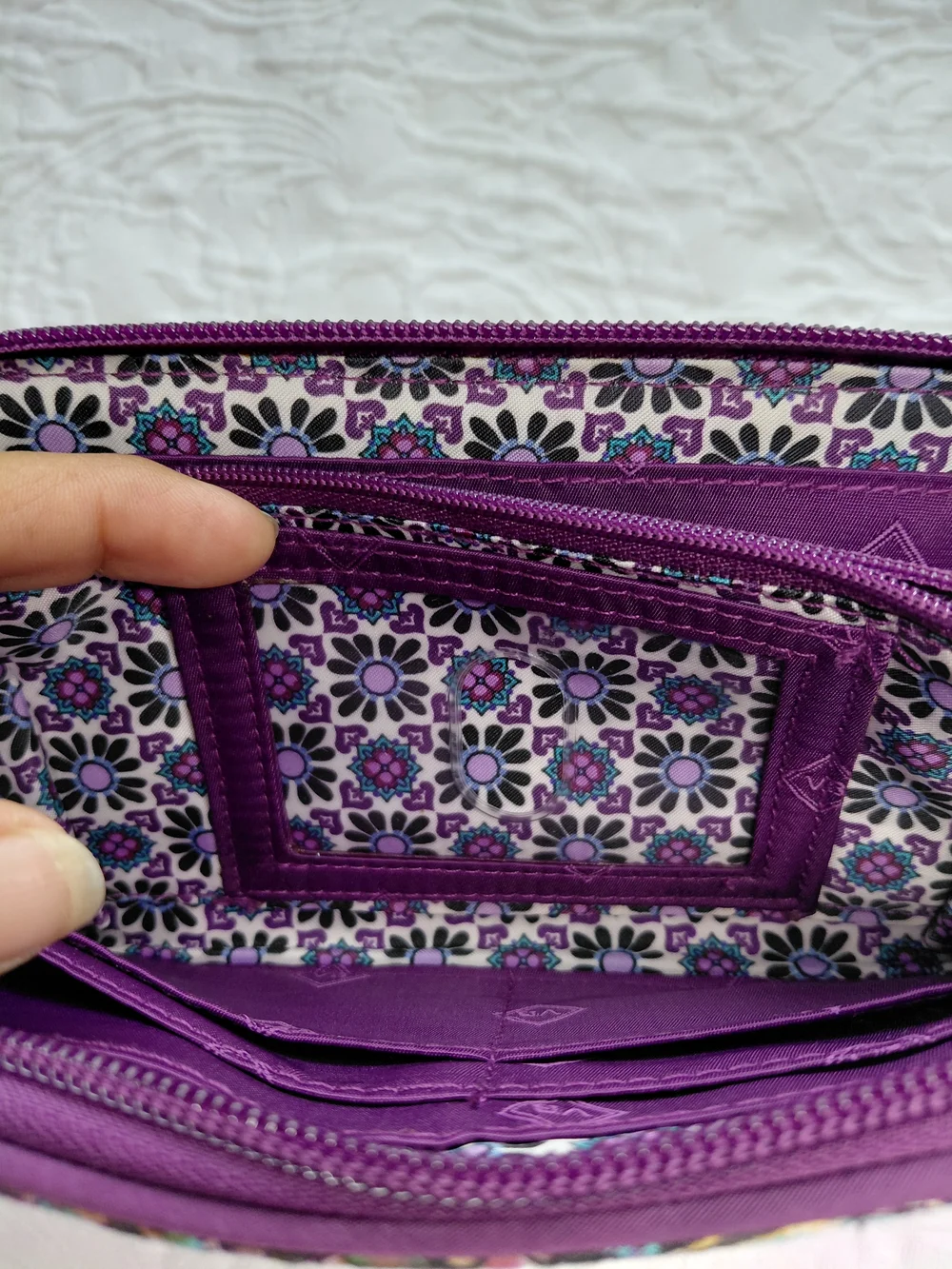 Vera Bradley Purple/Black And Lilac Wallet with Purple Teal Medallions - Picture 4 of 12